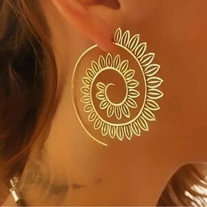 Boho Gold Spiral Earrings